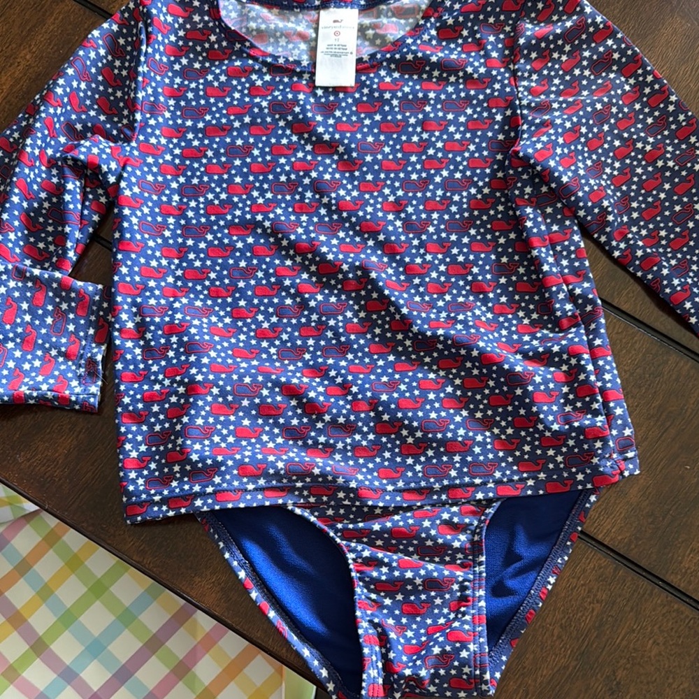 Kids Swim Long Sleeve Whale Print Swimsuit